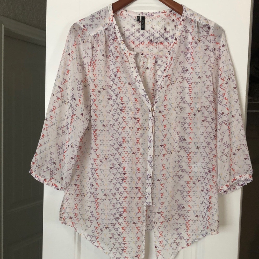Sheer geometric blouse
